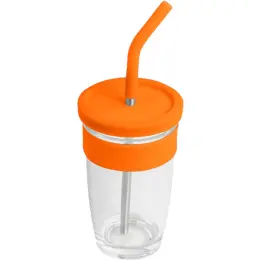 Kooshty Slurp Glass Kup & Straw Orange